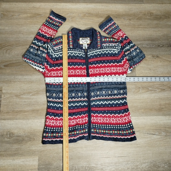 VTG Heirloom Collectibles Full Zip Cardigan Small Cozy Cabin Fair Isle Knit - Picture 7 of 7